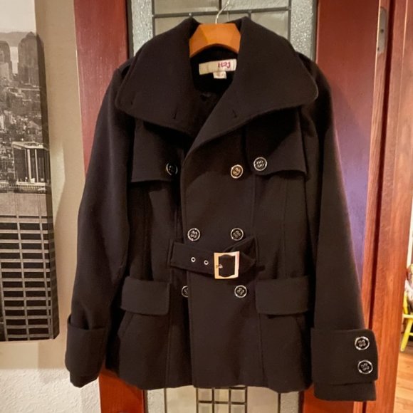 Jet Black Wool look Coat - Picture 1 of 15